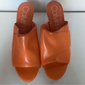 Brand New Calvin Klein Orange Mules